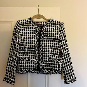 Alice + Olivia black and white plaid blazer